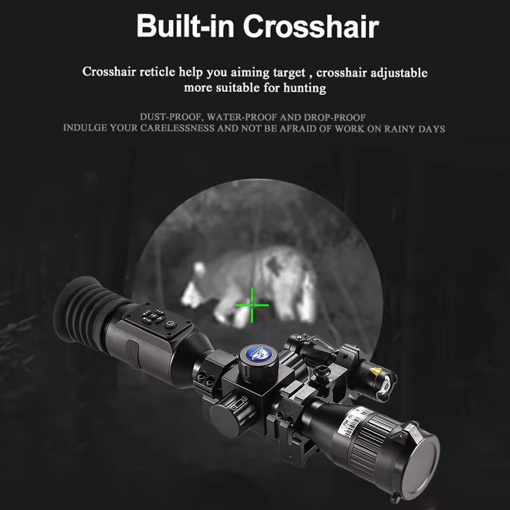 NV003 Night Vision Scope Infrared Monocular with Crosshair for Hunting HD Video Camera Round Screen Day Night Digital Sight
