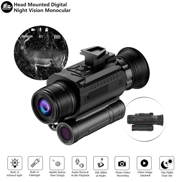 Z9005 Newest HD Digital Night Vision Monocular 8X Zoom 1.28″ Round Screen Tacticle Flashlight Infrared Video Camera for Hunting