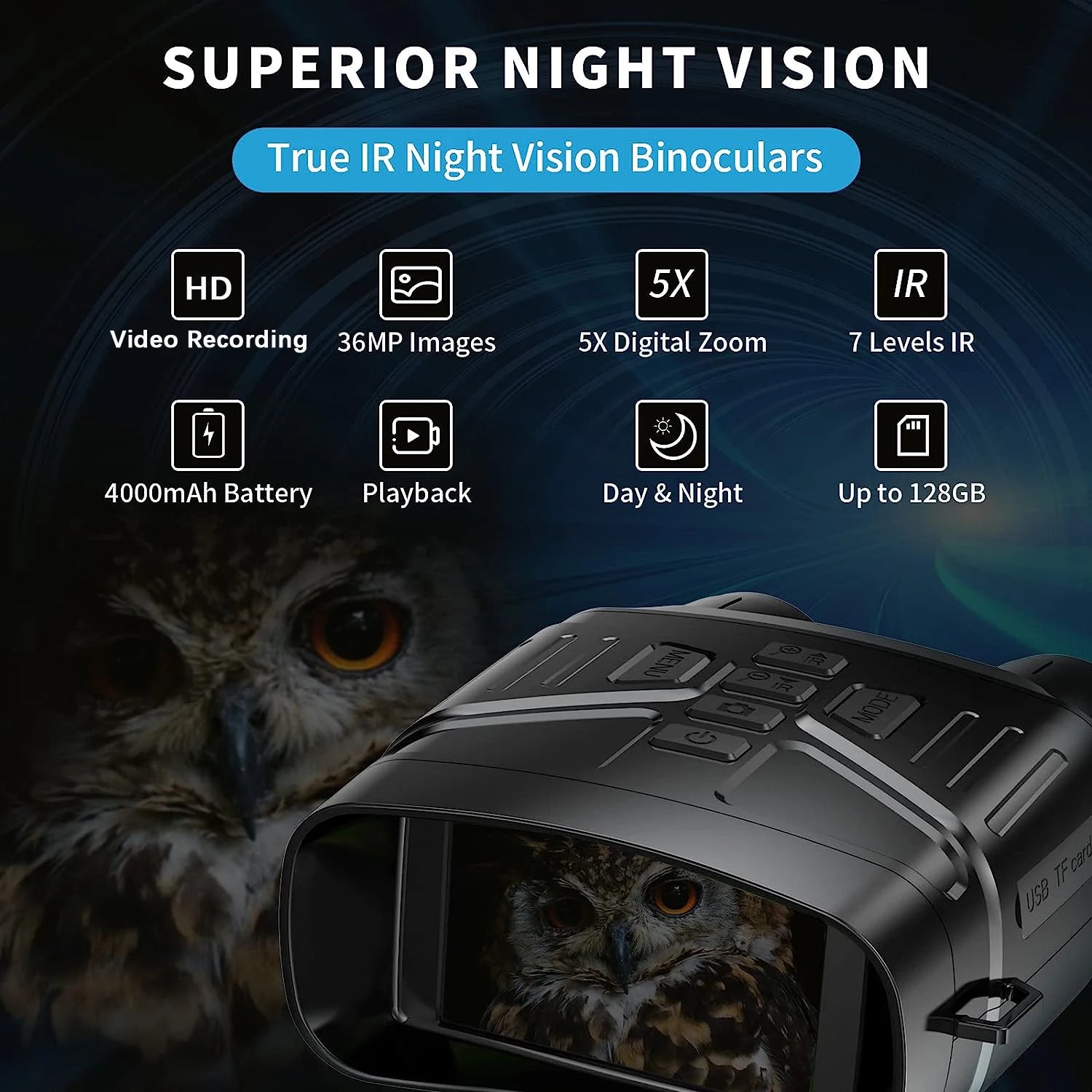 Pocket Digital IR Night Camera for Complete Darkness Capture Photo Video 200m Infrared Hunting Observation Night Vision Goggles