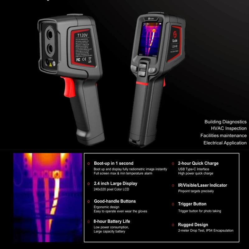 Entry-level Thermal Imaging Camera, Single Spot Infrared Thermometers for Electrical System Temperature Inspections Thermography