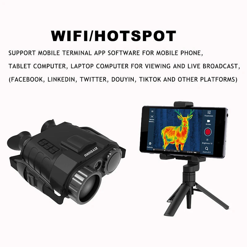 Thermal Imagery Binoculars with Rangefinder LRF Electronic Compass Heat Fusion Imaging 2000m Long Detection Range Video Records