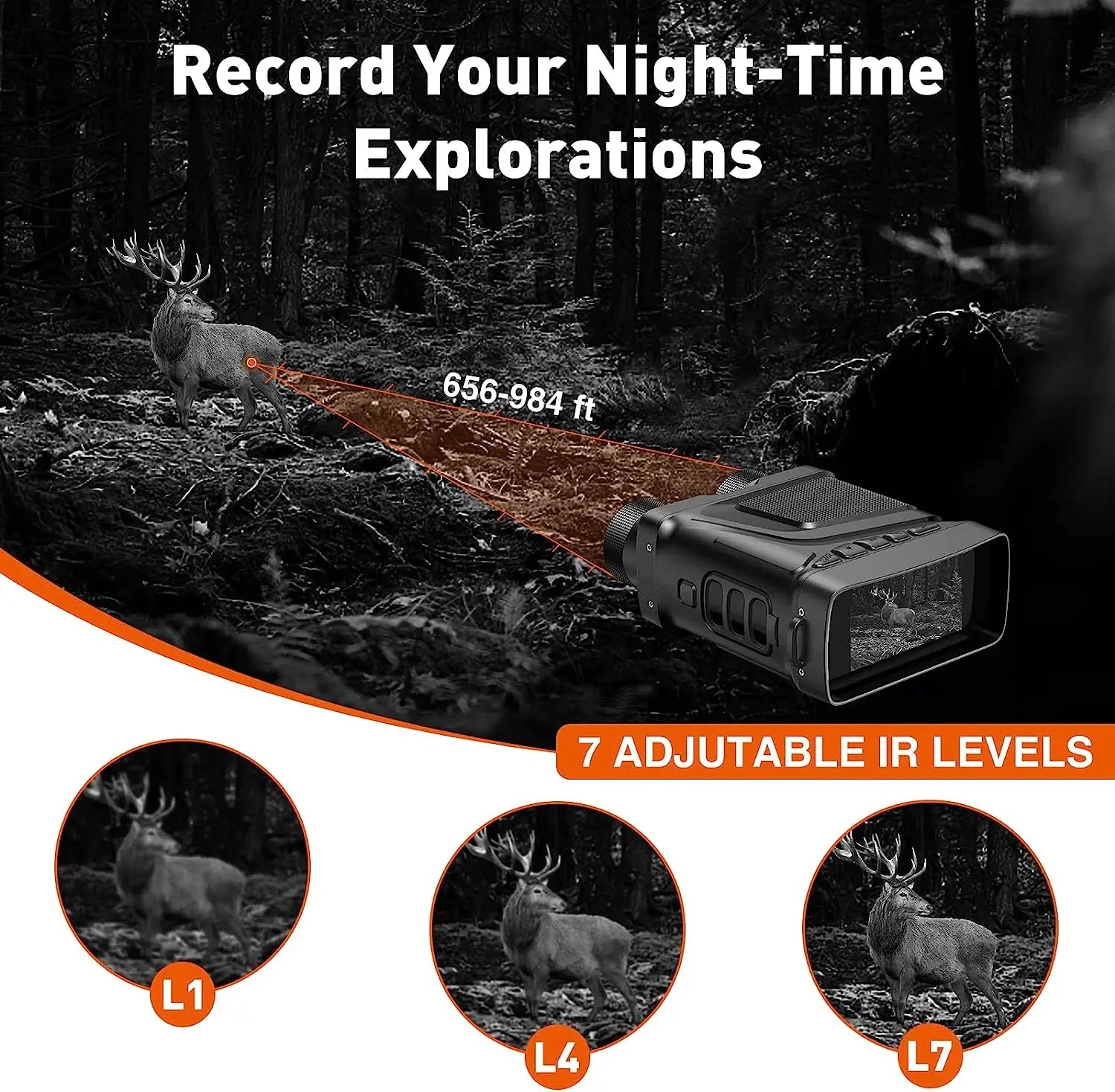 New HD Video Digital Night Vision Goggles Infrared IR Camera Binoculars Scope Red Laser Dot Search Observed Target for Hunting