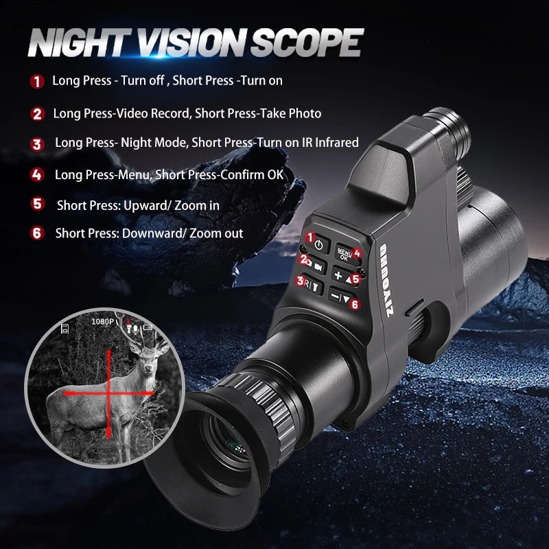 NV4A Infrared Night Vision Monocular Device Round Screen Crosshair 4X Zoom HD Video Camera Attach Night Hunting IR Digital Scope