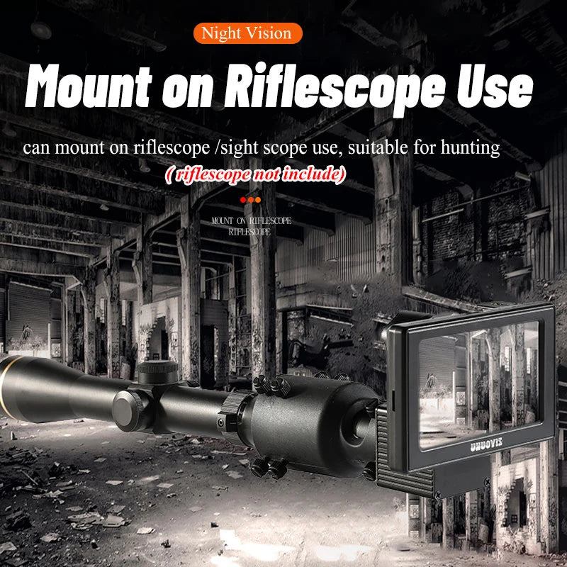 Night Vision Scope with 47mm Adapter Mount Riflescope Clear Image Infared IR Adjustable Long Range in Full Darkness Night Viewer