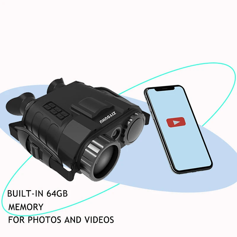 Thermal Imagery Binoculars with Rangefinder LRF Electronic Compass Heat Fusion Imaging 2000m Long Detection Range Video Records