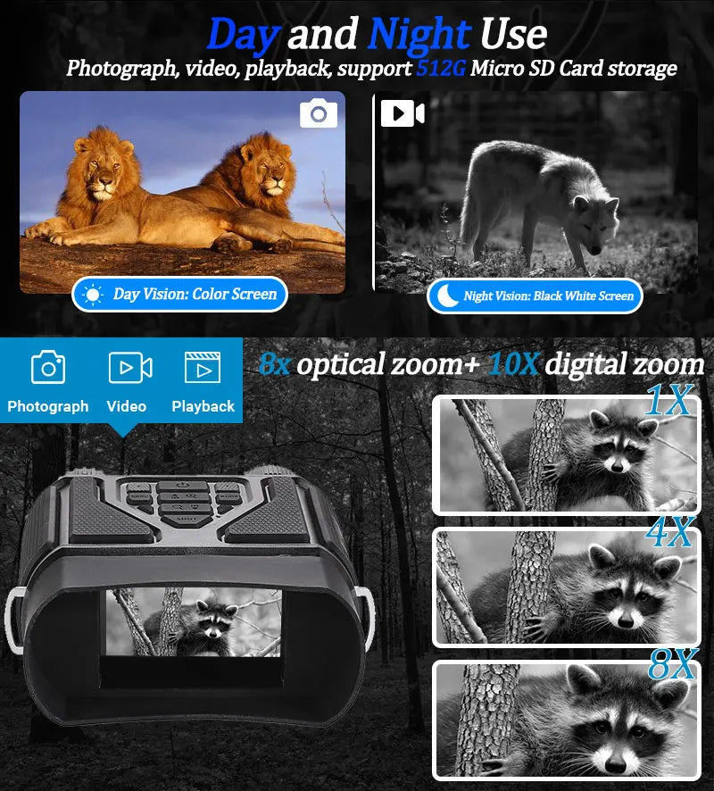 Y100 Night Vision Goggles Infrared Digital Binoculars Long Range 1080P Video Records Night Camera for Hunting in Full Darkness