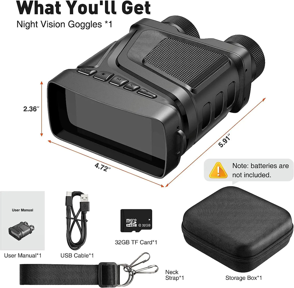 New HD Video Digital Night Vision Goggles Infrared IR Camera Binoculars Scope Red Laser Dot Search Observed Target for Hunting