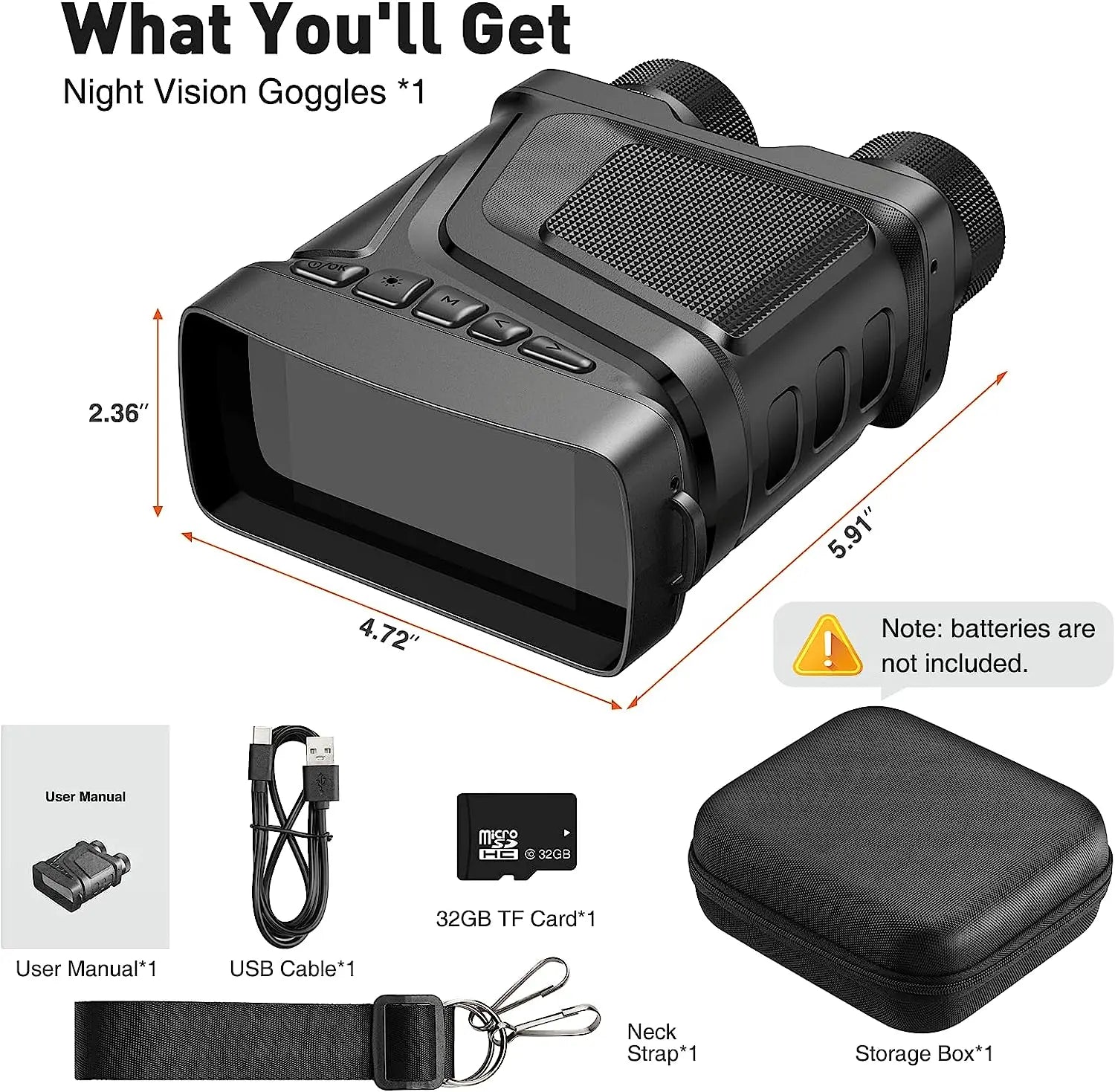 New HD Video Digital Night Vision Goggles Infrared IR Camera Binoculars Scope Red Laser Dot Search Observed Target for Hunting