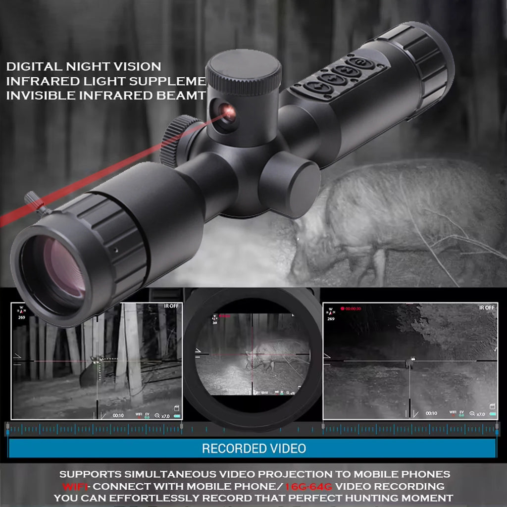 New NS40 Digital Night Vision Scope Built Gyro Tacticle Crosshair Software Ranging 1080p Video IR Camera 7-19X Hunting Monocular