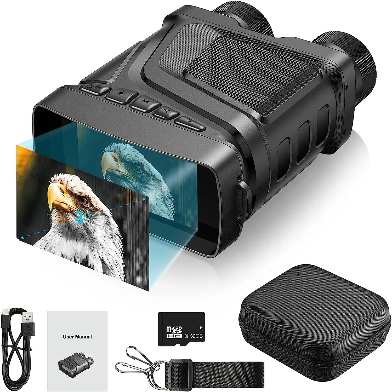 New HD Video Digital Night Vision Goggles Infrared IR Camera Binoculars Scope Red Laser Dot Search Observed Target for Hunting