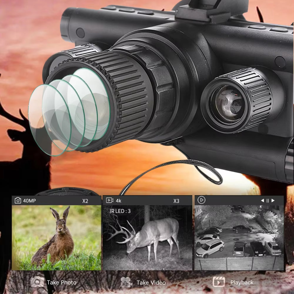 OHB-R5 1080P HD Night Vision Digital Binoculars 600M Long Range Hunting with IR & Tacticle Flashlight Head Mounted Video Camera