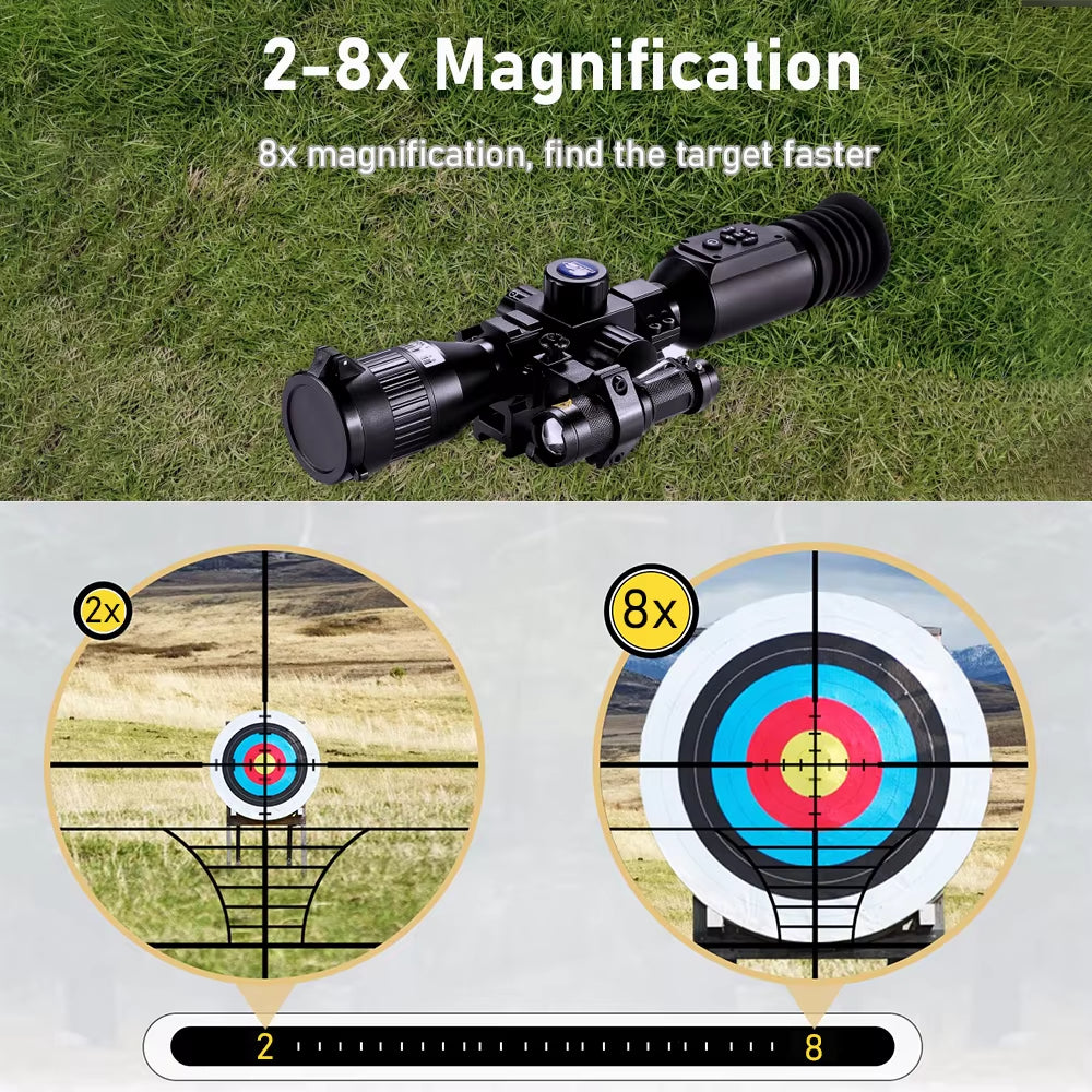 NV003 Night Vision Scope Infrared Monocular with Crosshair for Hunting HD Video Camera Round Screen Day Night Digital Sight