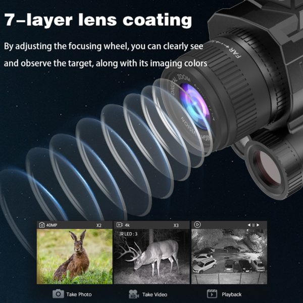 Z9005 Newest HD Digital Night Vision Monocular 8X Zoom 1.28″ Round Screen Tacticle Flashlight Infrared Video Camera for Hunting