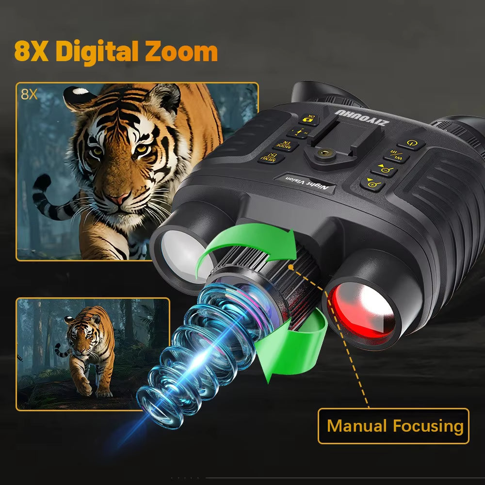 NV8360 4K FHD Full Color Night Vision Helmet Goggles Digital Binoculars Infrared & Flashlight Head Mounted Night Viewer for Hunt