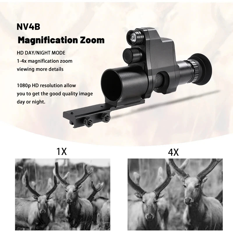 NV4B HD Digital Night Vision Scope IR 850nm WIFI Sight Scope 4X Zoom Aiming Riflescope Reticle Light Weight Hunting Device