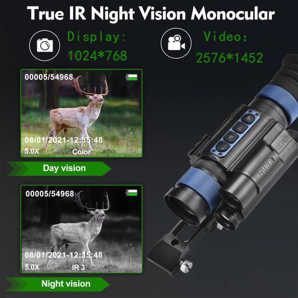 MLT450 Digital Monocular HD 2K Night Vision Scope Built-in Real Time Ranging Crosshair 16X Zoom 400m Hunting IR Night Viewer