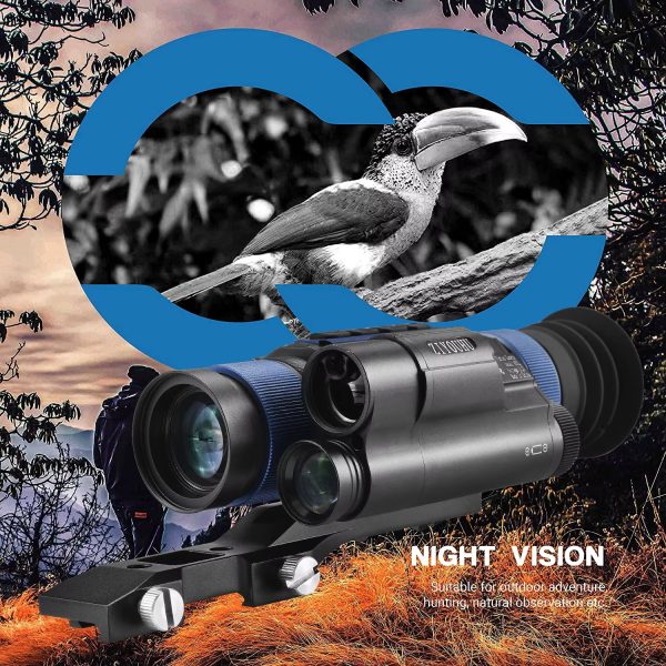 MLT450 Digital Monocular HD 2K Night Vision Scope Built-in Real Time Ranging Crosshair 16X Zoom 400m Hunting IR Night Viewer