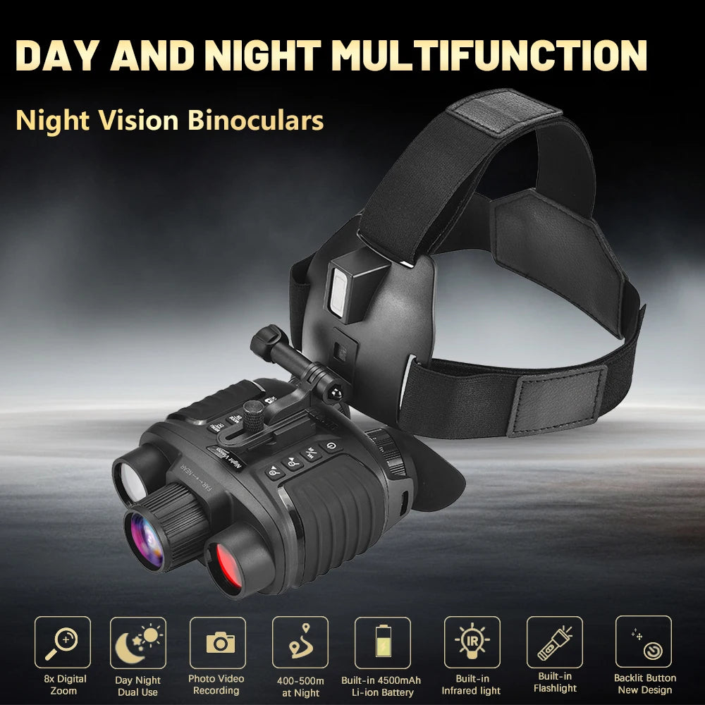 NV8360 4K FHD Full Color Night Vision Helmet Goggles Digital Binoculars Infrared & Flashlight Head Mounted Night Viewer for Hunt