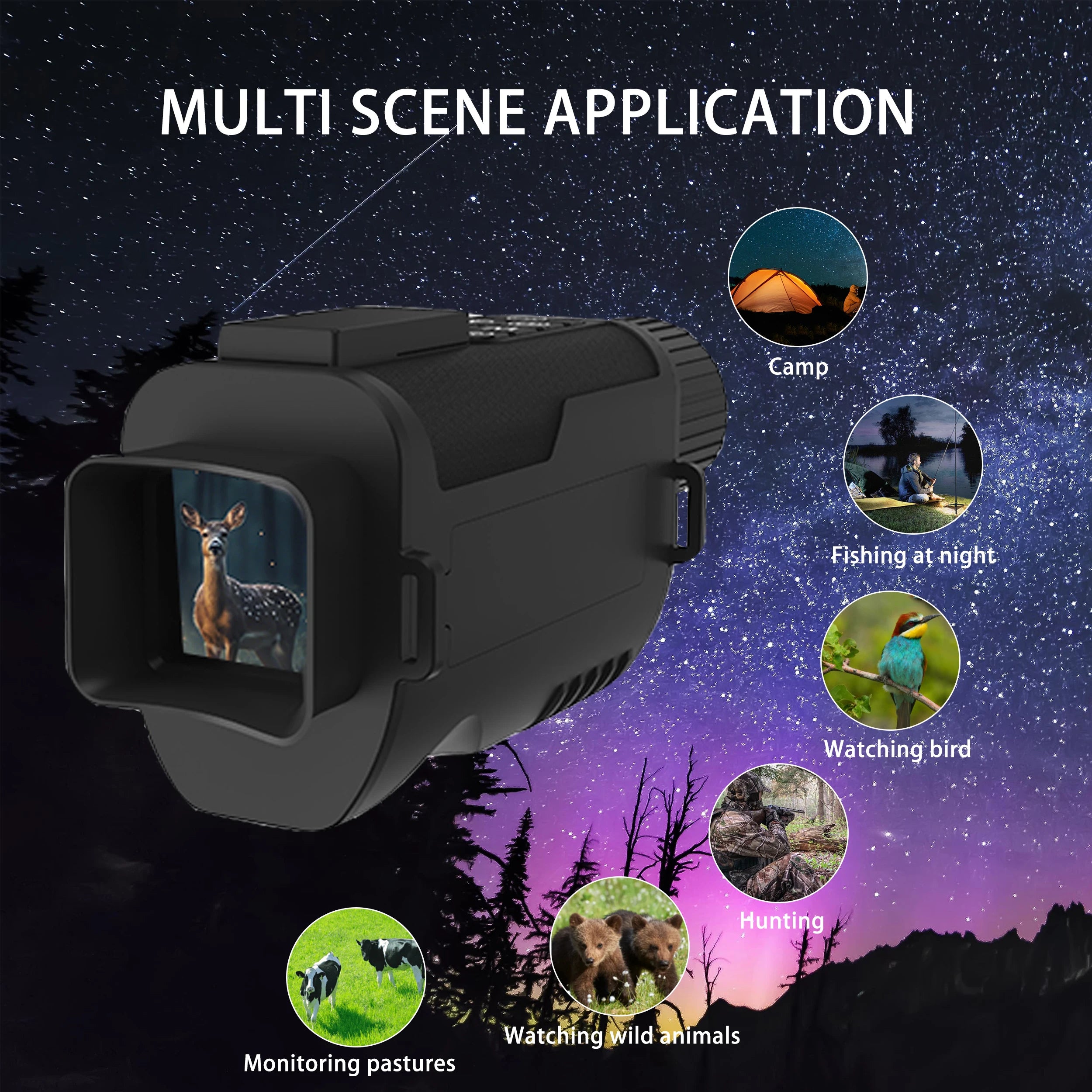 ZIYOUHU 9001 Digital Night Vision Infrare Monocular Built Tacticle Flashlight HD Video Speaker Camera Long Range Dark Hunting