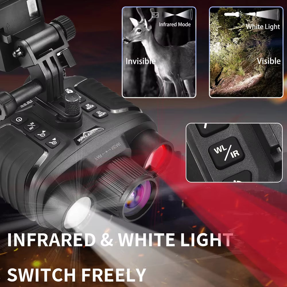 NV8360 4K FHD Full Color Night Vision Helmet Goggles Digital Binoculars Infrared & Flashlight Head Mounted Night Viewer for Hunt